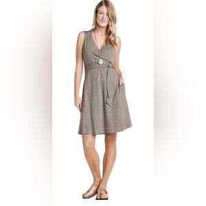 Toad&Co Women’s Small Cue Wrap Sleeveless Dress Brown Blue Belted Organic Cotton